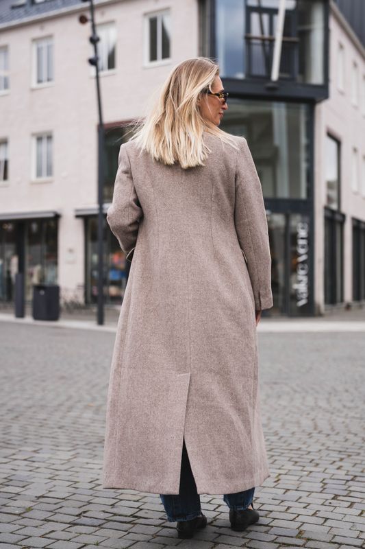 Corina Herringbone Twill Coat Beige Melange 