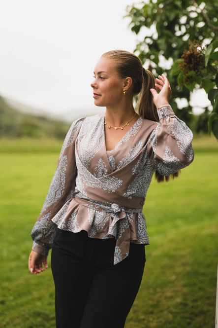 Hovedbilde Rista Paisley Drop Blouse Dark Taupe/Light Blue 