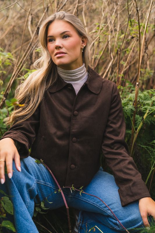 Nilo Faux Suede Jacket Dark Brown 