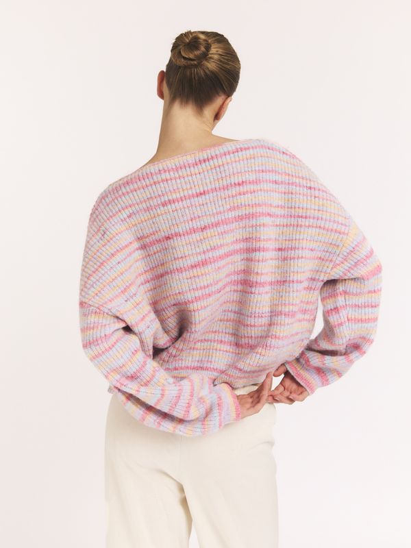 Knitted Melange Striped Sweater Multi Colour 