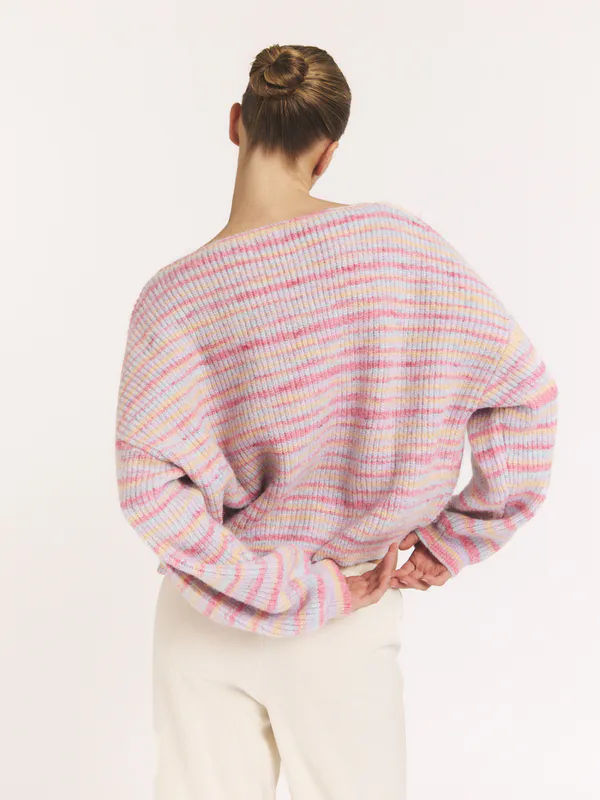 Knitted Melange Striped Sweater Multi Colour 