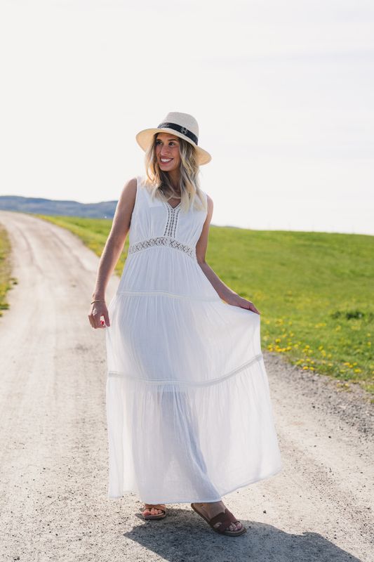 Anni LS Ankle Dress Star White 