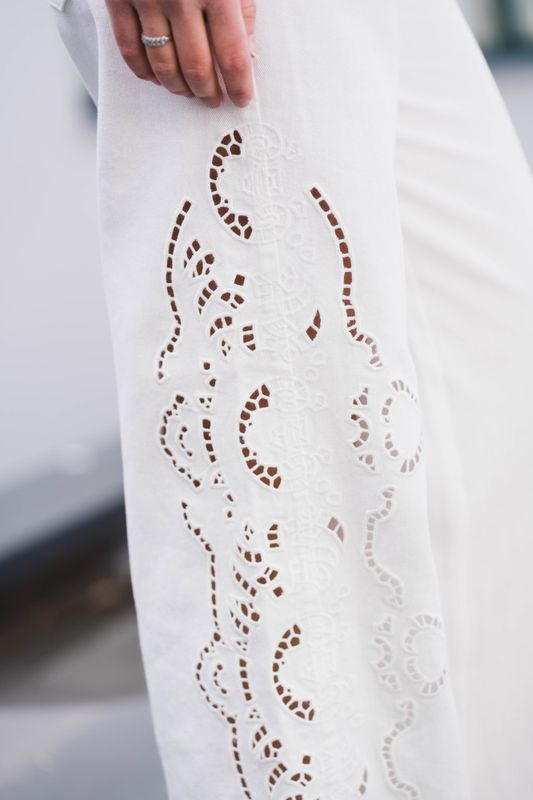 Colette Embroidery Pant Offwhite 
