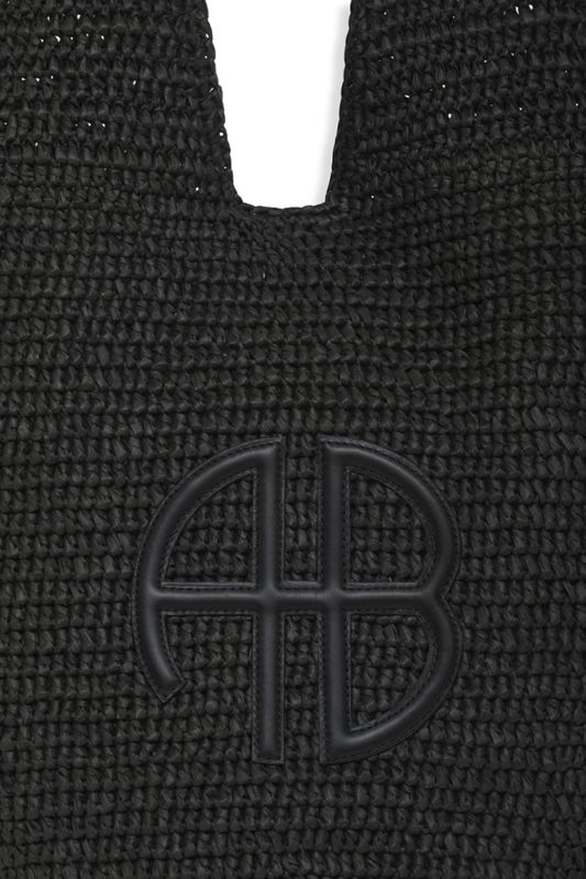 Leah Hobo Bag Plain Raffia Black 