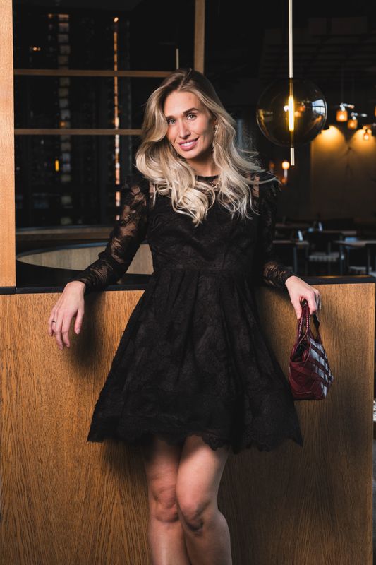 Leoni Lace Mini Dress Black 