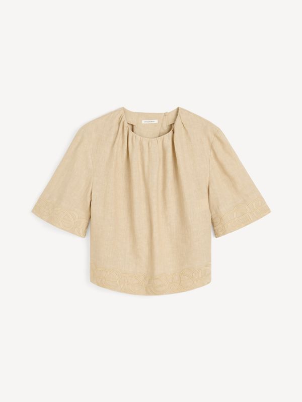 Marian Linen Top Old Beige 