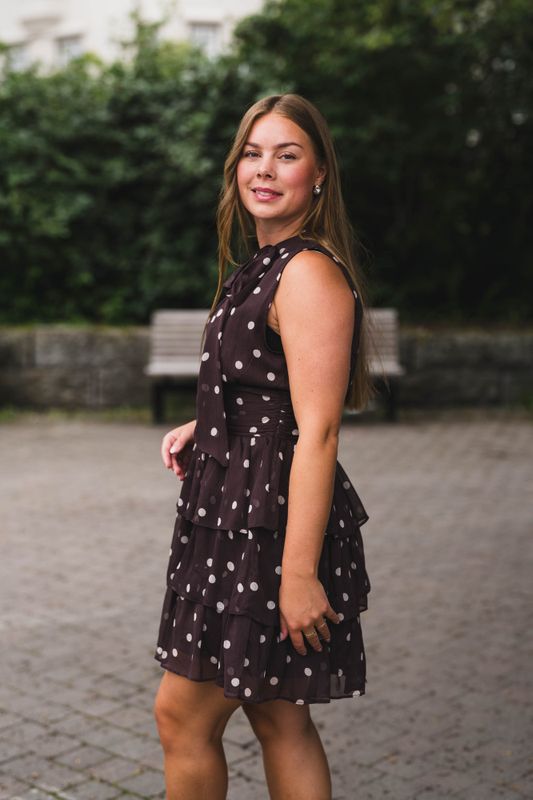 May Big Dot Dress Brown 