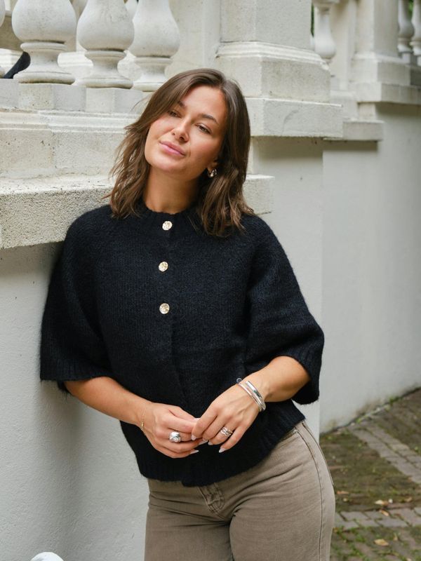 Benuta Fluffy Knit Cardigan Black 