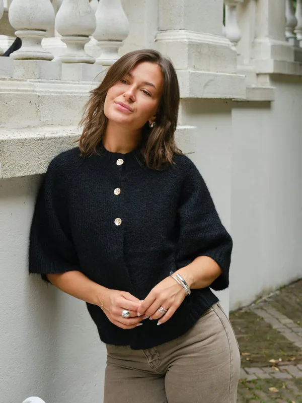 Benuta Fluffy Knit Cardigan Black 