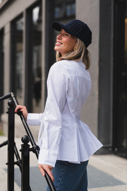 Poppy Peplum Tie Shirt White 