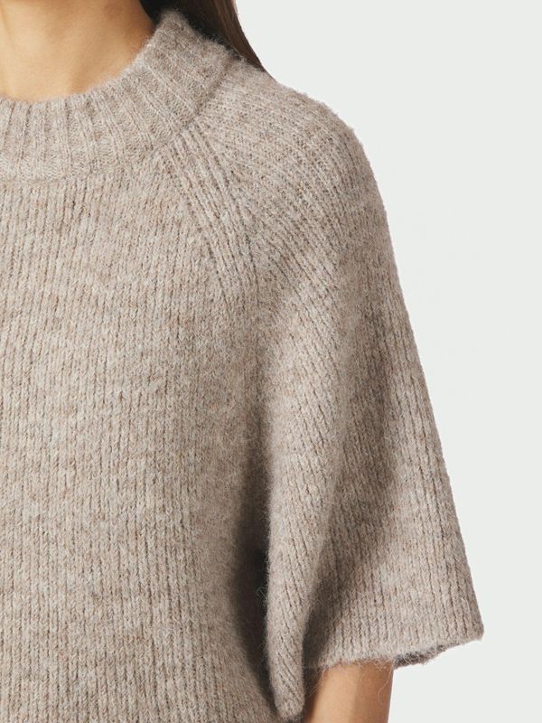 Bandi Fluffy Knit Blouse Beige Melange 