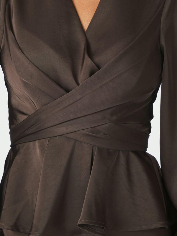Rista Heavy Sateen Blouse Dark Brown 