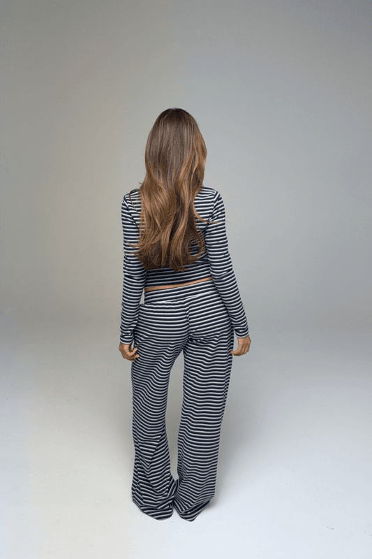 Palmer Soft Stripe Wide Leg Pants Navy/White 