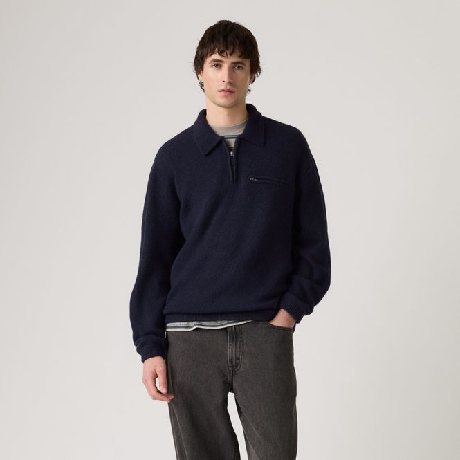 Hovedbilde Boulder Collared Half Zip Navy Novelty Stitch
