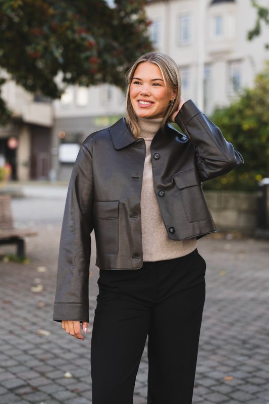 Romana Faux PU Jacket Brown 