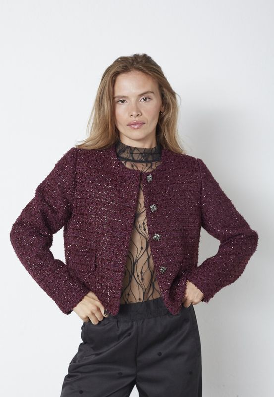 Peach Boucle Jacket Plum 