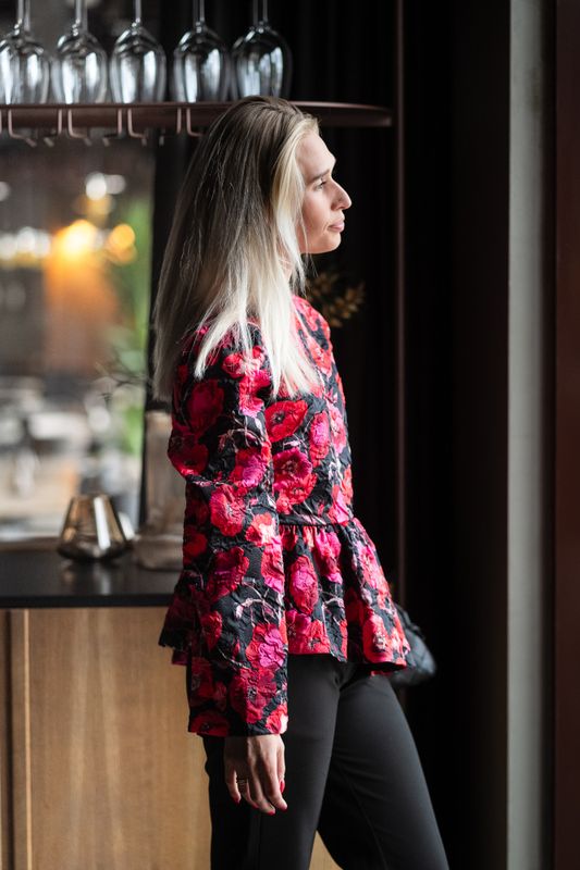 Poppina LS Top Black Poppina Aop 