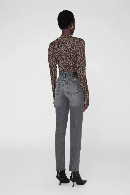 Sylvie Long Sleeve Tee Black And Brown Leopard 