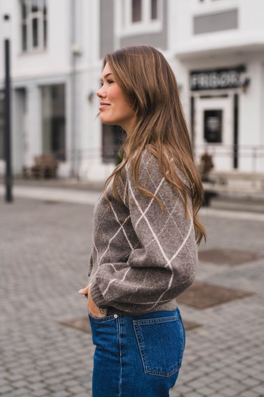 Koteas Check Knit Cardigan Taupe 