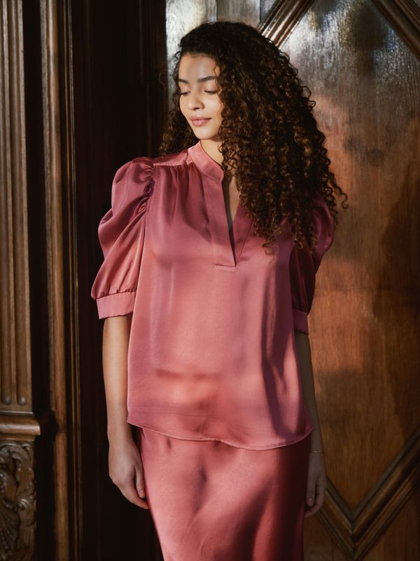 Roella Heavy Sateen Blouse Cherry Pink 