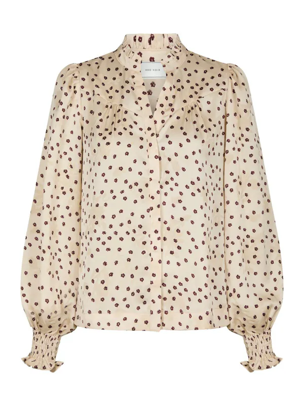 Astrida Flower Jacquard Blouse Creme 