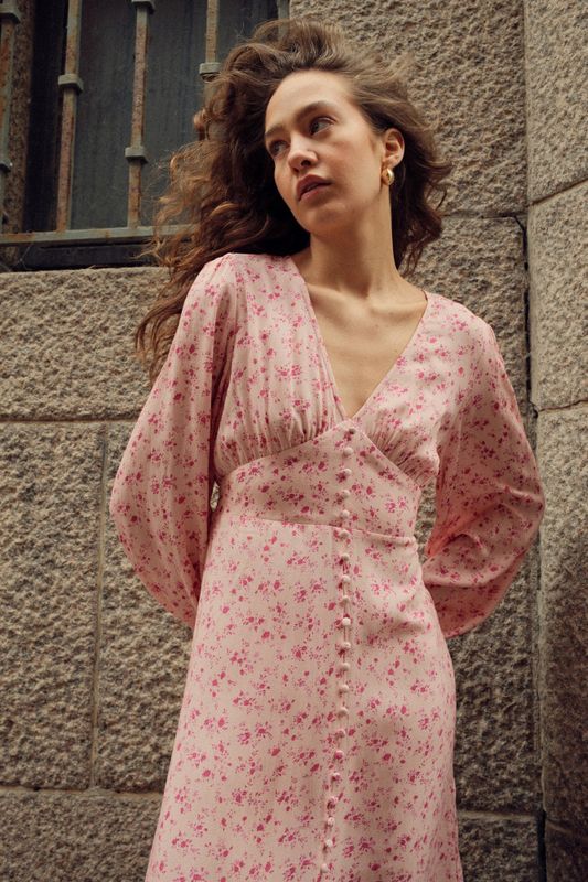 Lilith Maxi Dress Cheryl Pink Print 
