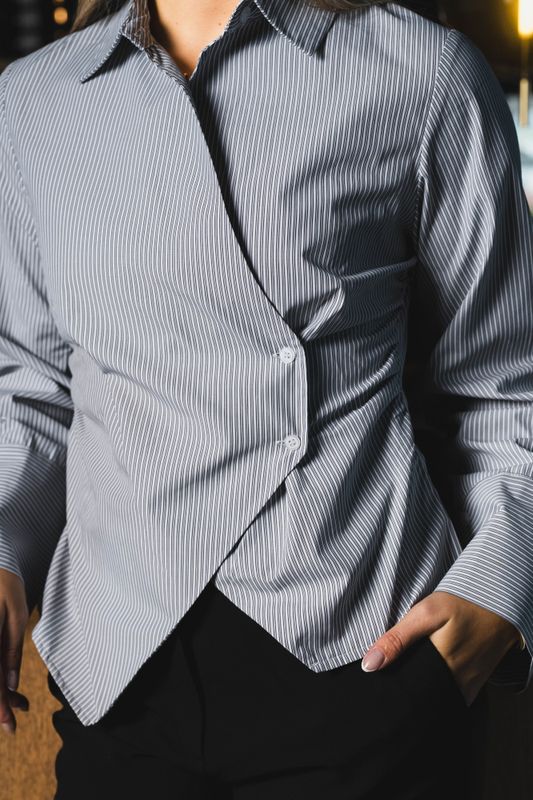 Fenli Striped Shirt Grey 