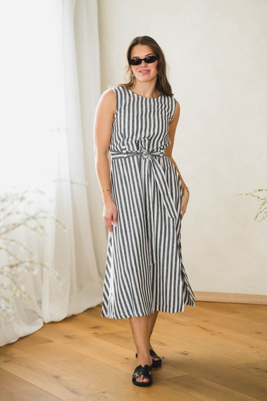 Inez Dress Navy Stripe 