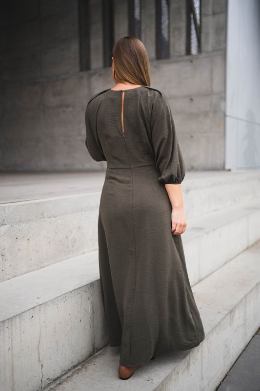 Meriel Structure Solid Dress Army 