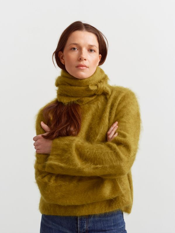 Montreal Brushed Cashmere Sweater Fresh Moss 