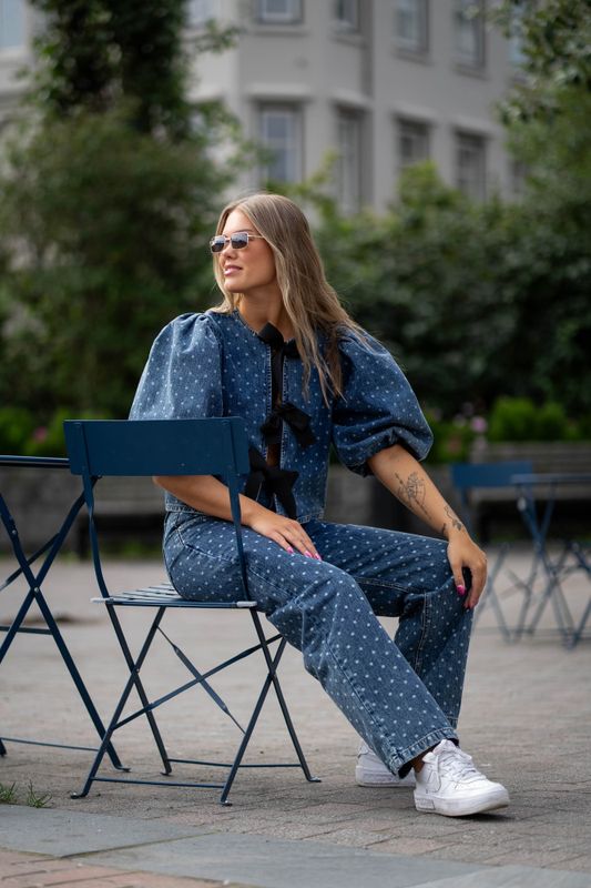 Darin Dot Block Jeans Denim Blue 