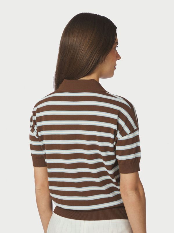 Emira Knit Polo Top Dark Brown 